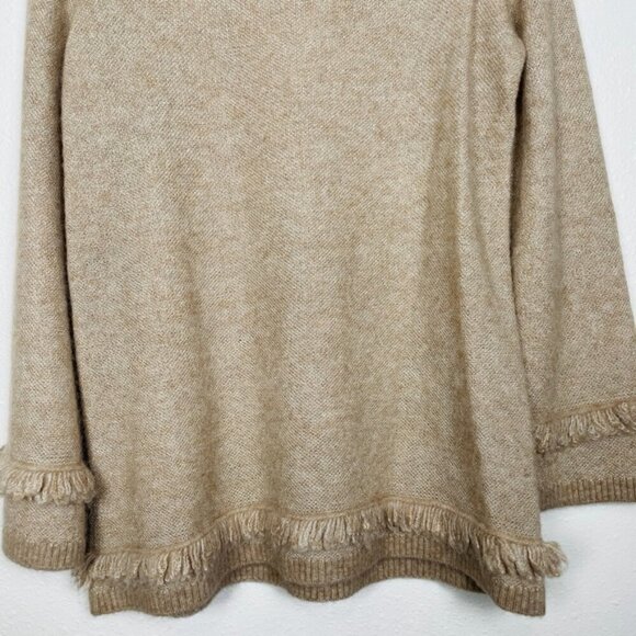 D.Exterior Almond Wool & Alpaca Fringe Luxury Sweater w/ Fringe Sz. Small - Picture 8 of 12
